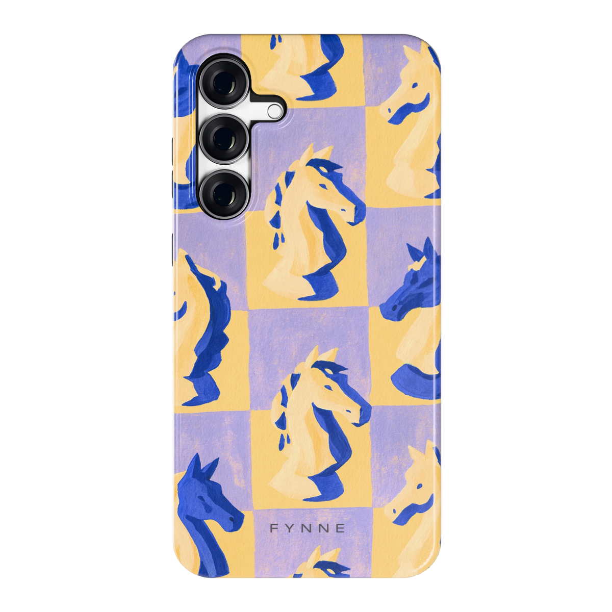 Schaakpaarden Dambord hoesje voor Galaxy S25 FE, achterkant