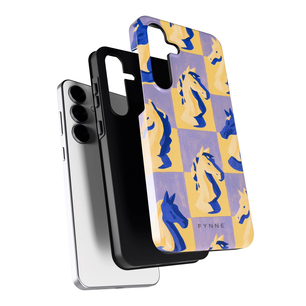 Schaakpaarden Dambord hoesje voor Galaxy S25 FE, los van de telefoon