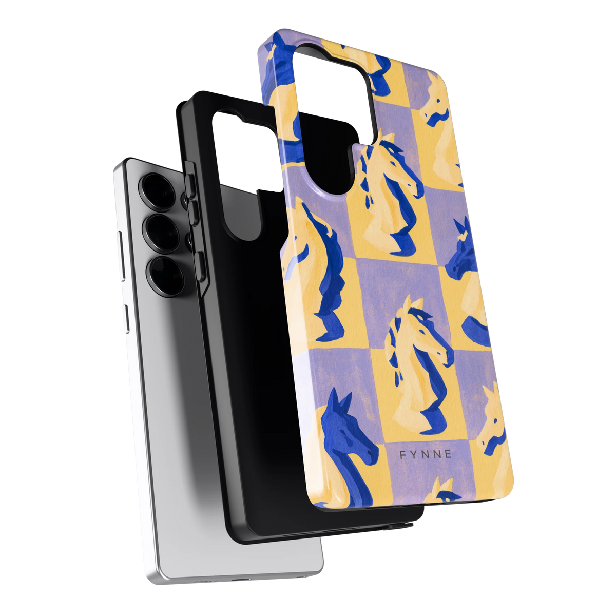 Schaakpaarden Dambord hoesje voor Galaxy S25 Ultra, los van de telefoon