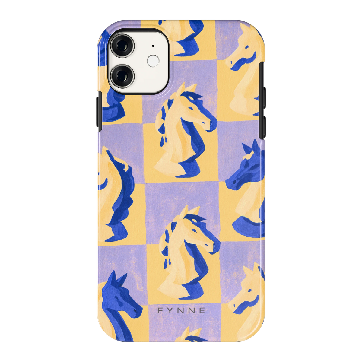 Schaakpaarden Dambord hoesje voor iPhone 11, achterkant