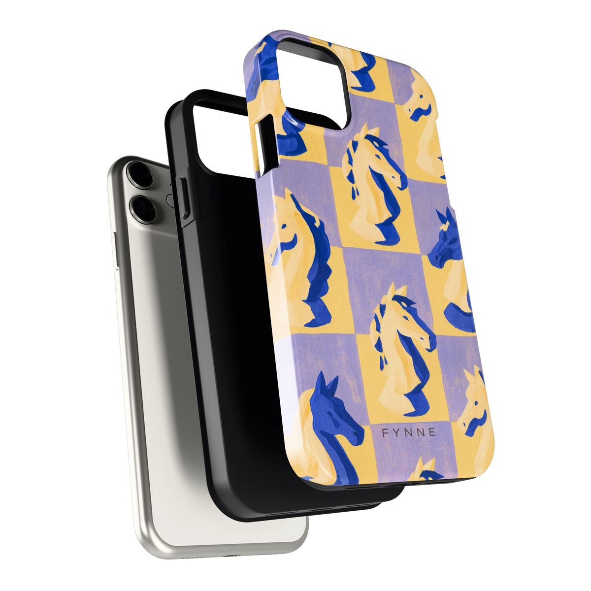 Schaakpaarden Dambord hoesje voor iPhone 11, los van de telefoon