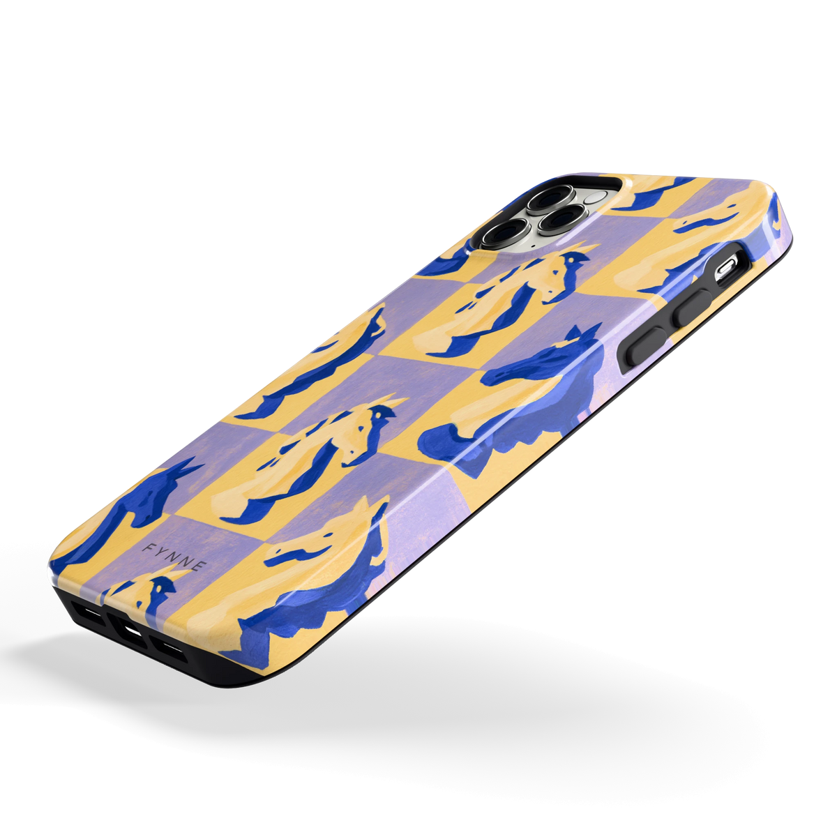 Schaakpaarden Dambord hoesje voor iPhone 11 Pro Max, schuin