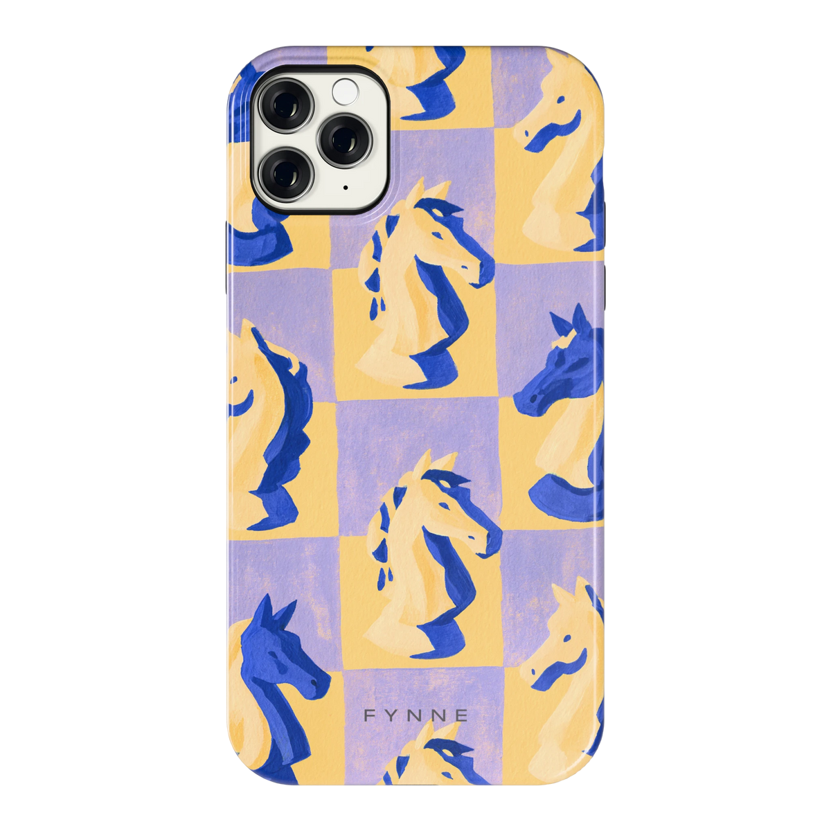 Schaakpaarden Dambord hoesje voor iPhone 11 Pro Max, achterkant