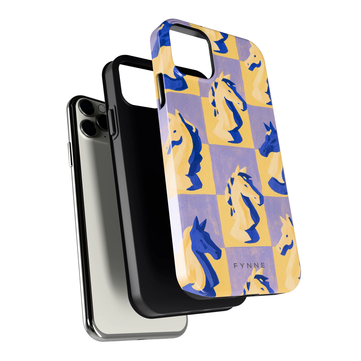 Schaakpaarden Dambord hoesje voor iPhone 11 Pro Max, los van de telefoon
