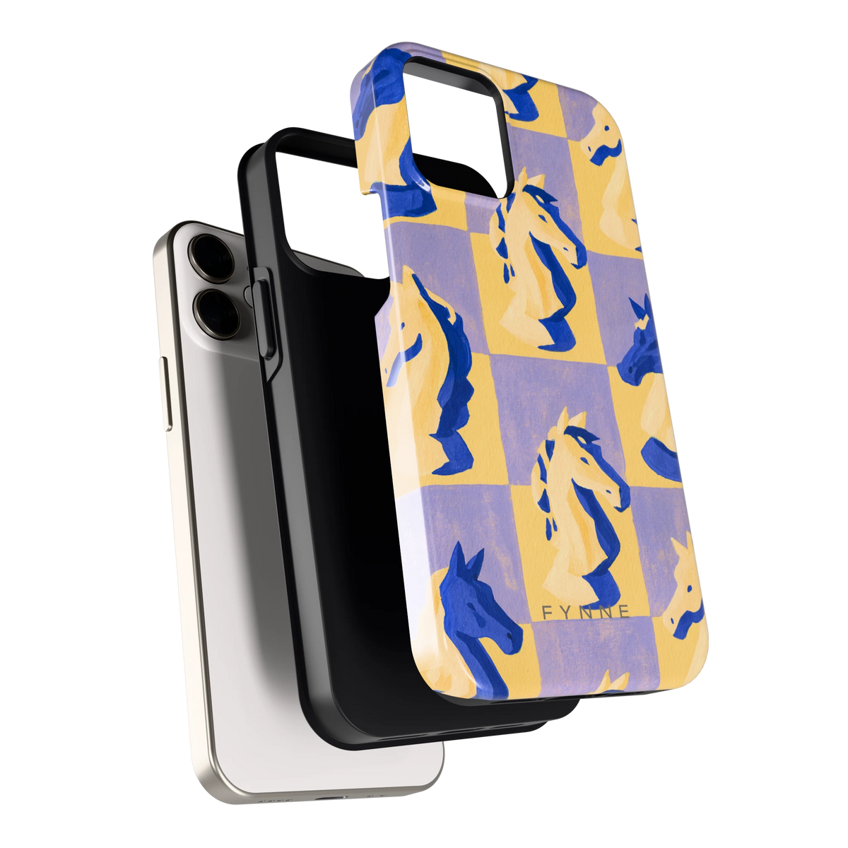 Schaakpaarden Dambord hoesje voor iPhone 12 mini, los van de telefoon