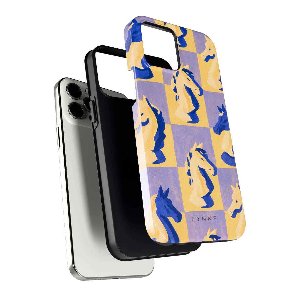 Schaakpaarden Dambord hoesje voor iPhone 12 Pro Max, los van de telefoon