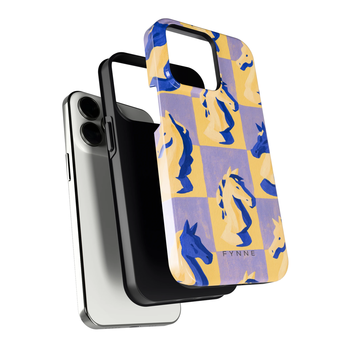 Schaakpaarden Dambord hoesje voor iPhone 13 Pro, los van de telefoon
