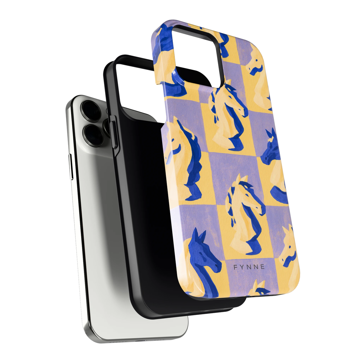 Schaakpaarden Dambord hoesje voor iPhone 13 Pro Max, los van de telefoon
