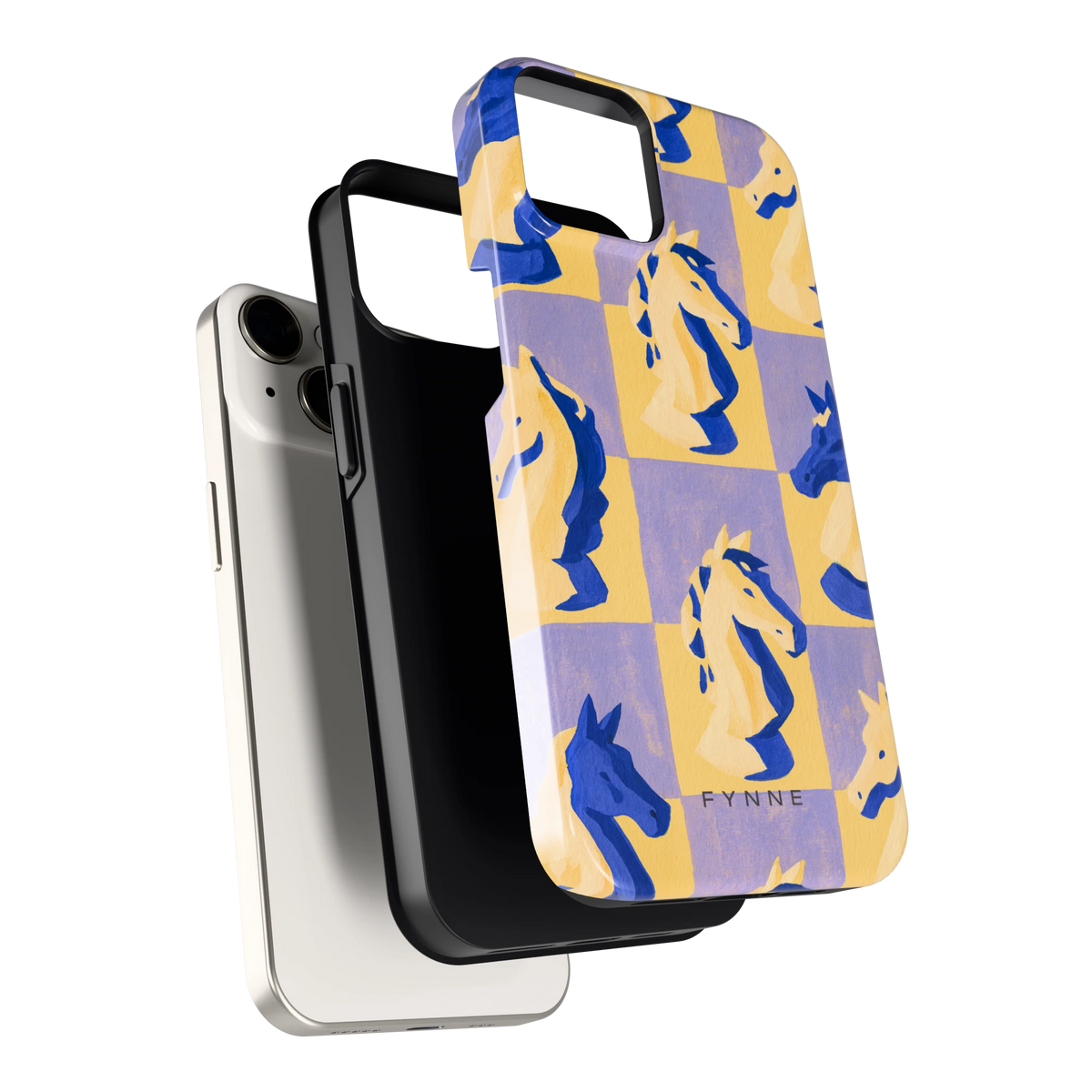 Schaakpaarden Dambord hoesje voor iPhone 14, los van de telefoon