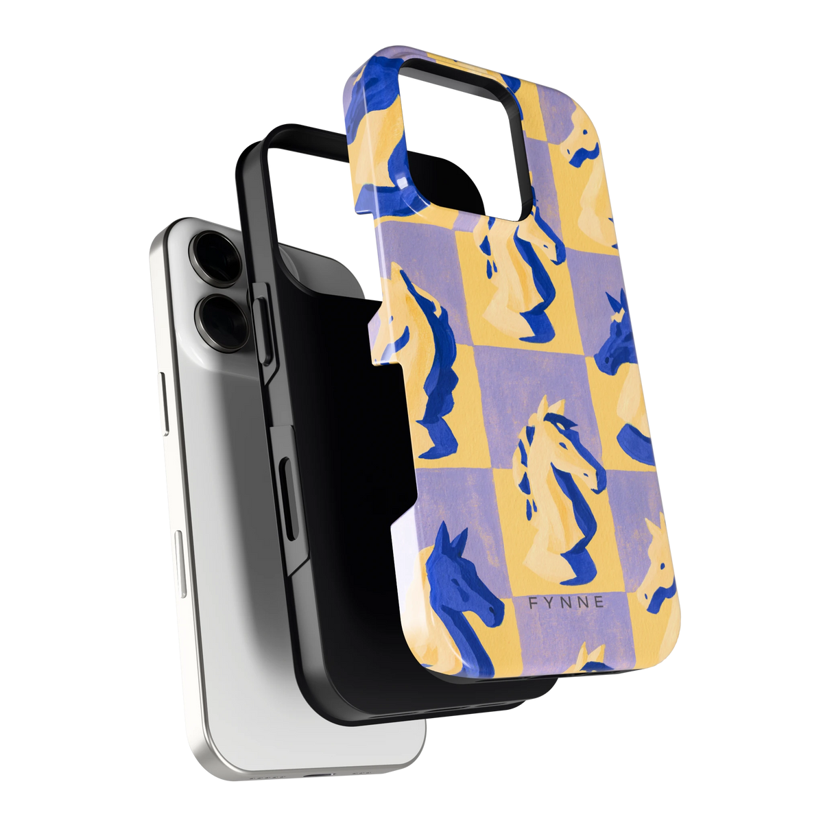 Schaakpaarden Dambord hoesje voor iPhone 16 Pro, los van de telefoon