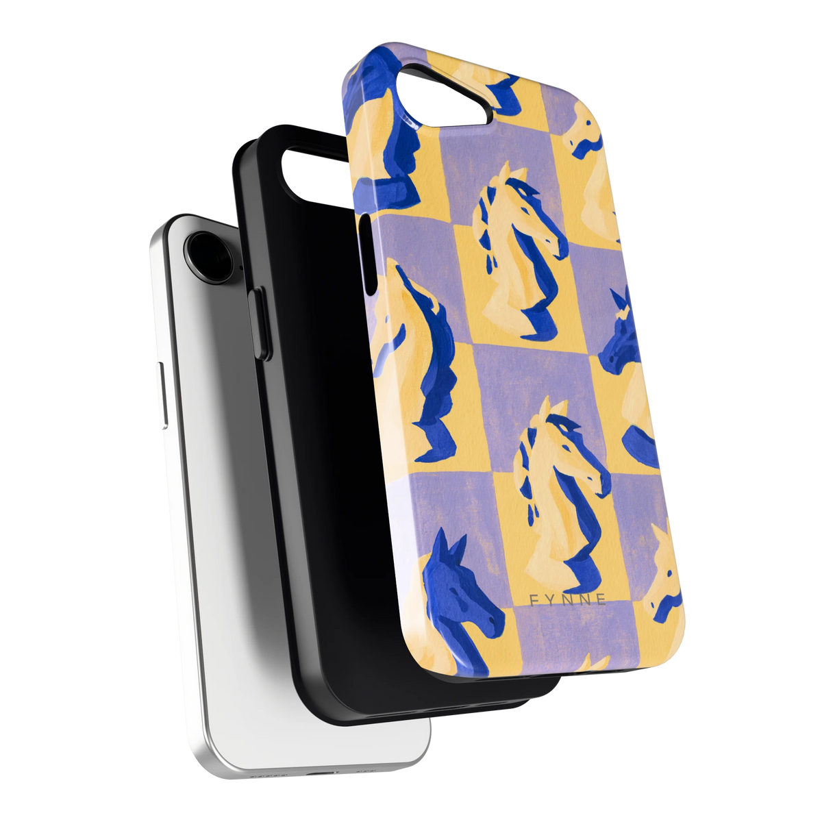 Schaakpaarden Dambord hoesje voor iPhone 16e, los van de telefoon