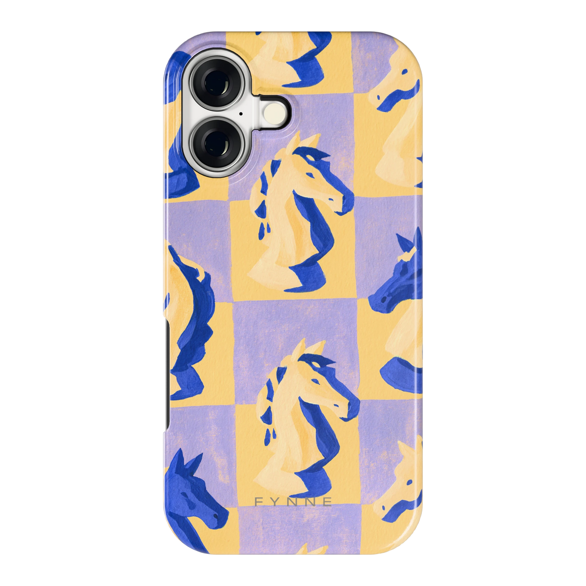 Schaakpaarden Dambord hoesje voor iPhone 17, achterkant