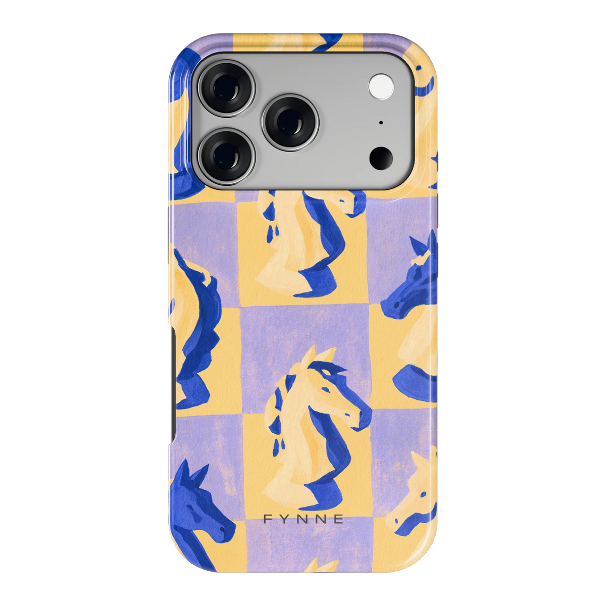 Schaakpaarden Dambord hoesje voor iPhone 17 Pro, achterkant