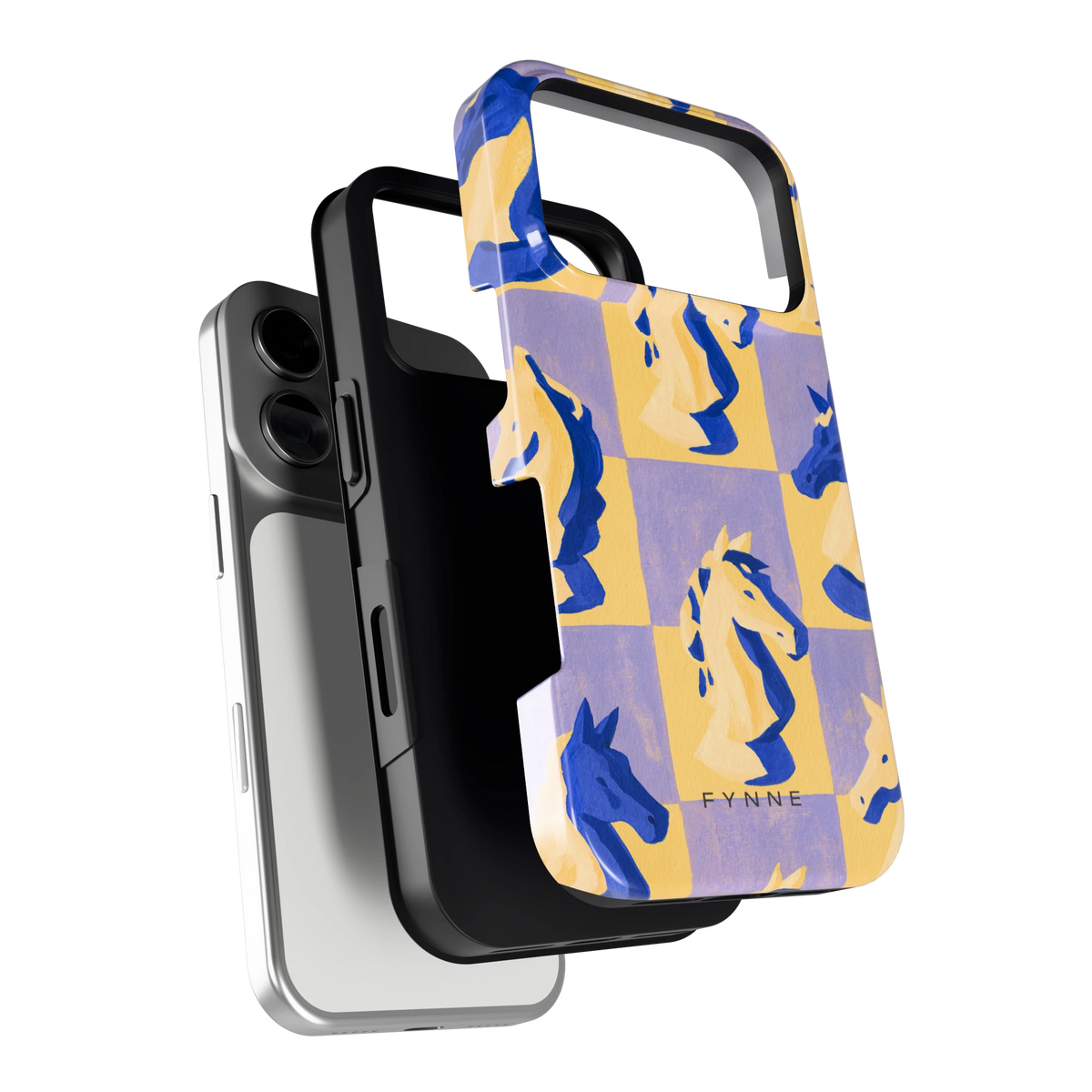 Schaakpaarden Dambord hoesje voor iPhone 17 Pro, los van de telefoon