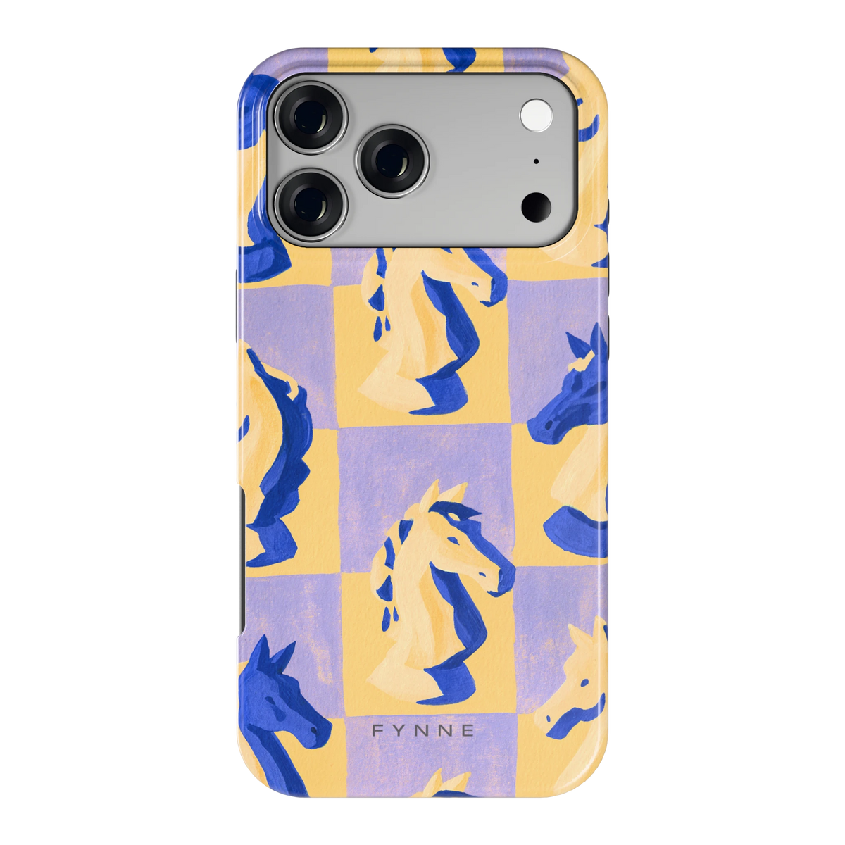 Schaakpaarden Dambord hoesje voor iPhone 17 Pro Max, achterkant