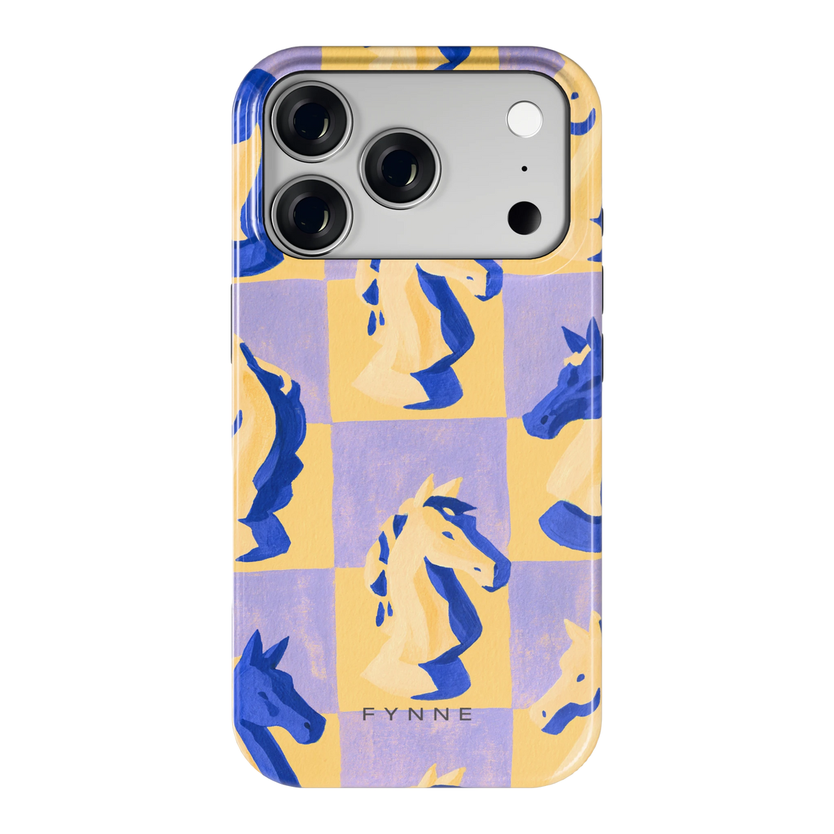 Schaakpaarden Dambord hoesje voor iPhone 18 Pro, achterkant