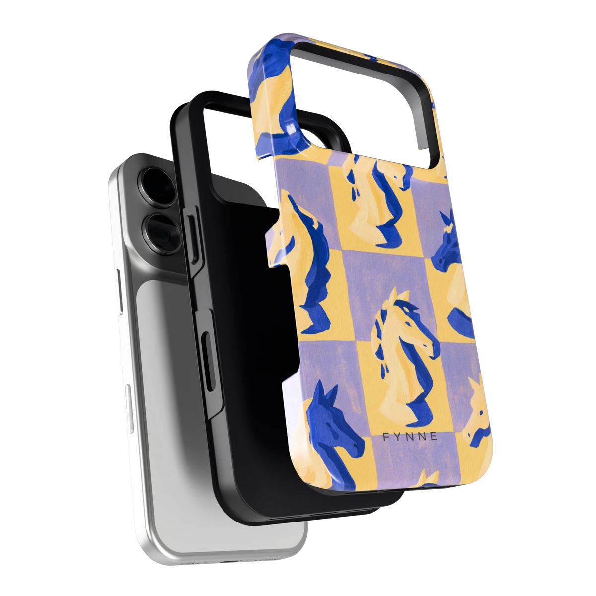 Schaakpaarden Dambord hoesje voor iPhone 18 Pro, los van de telefoon