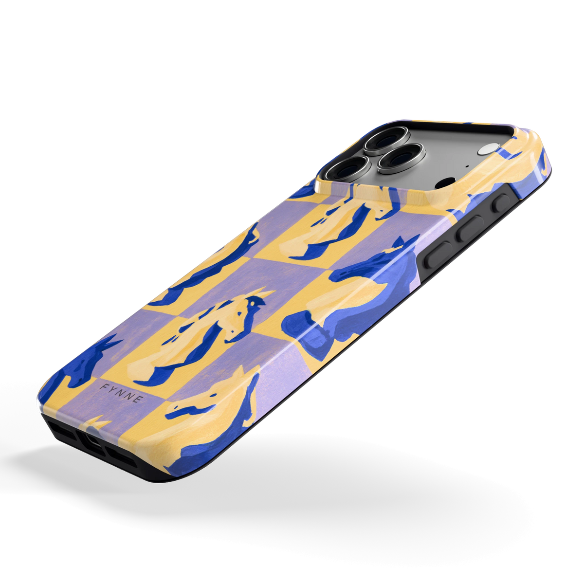 Schaakpaarden Dambord hoesje voor iPhone 18 Pro Max, schuin