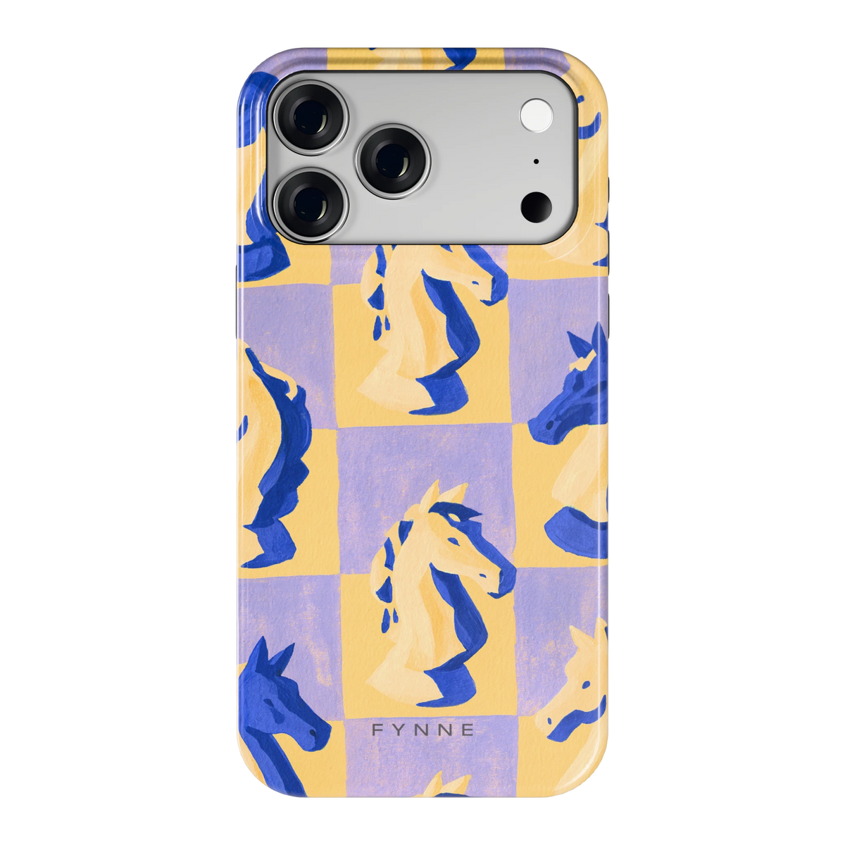 Schaakpaarden Dambord hoesje voor iPhone 18 Pro Max, achterkant