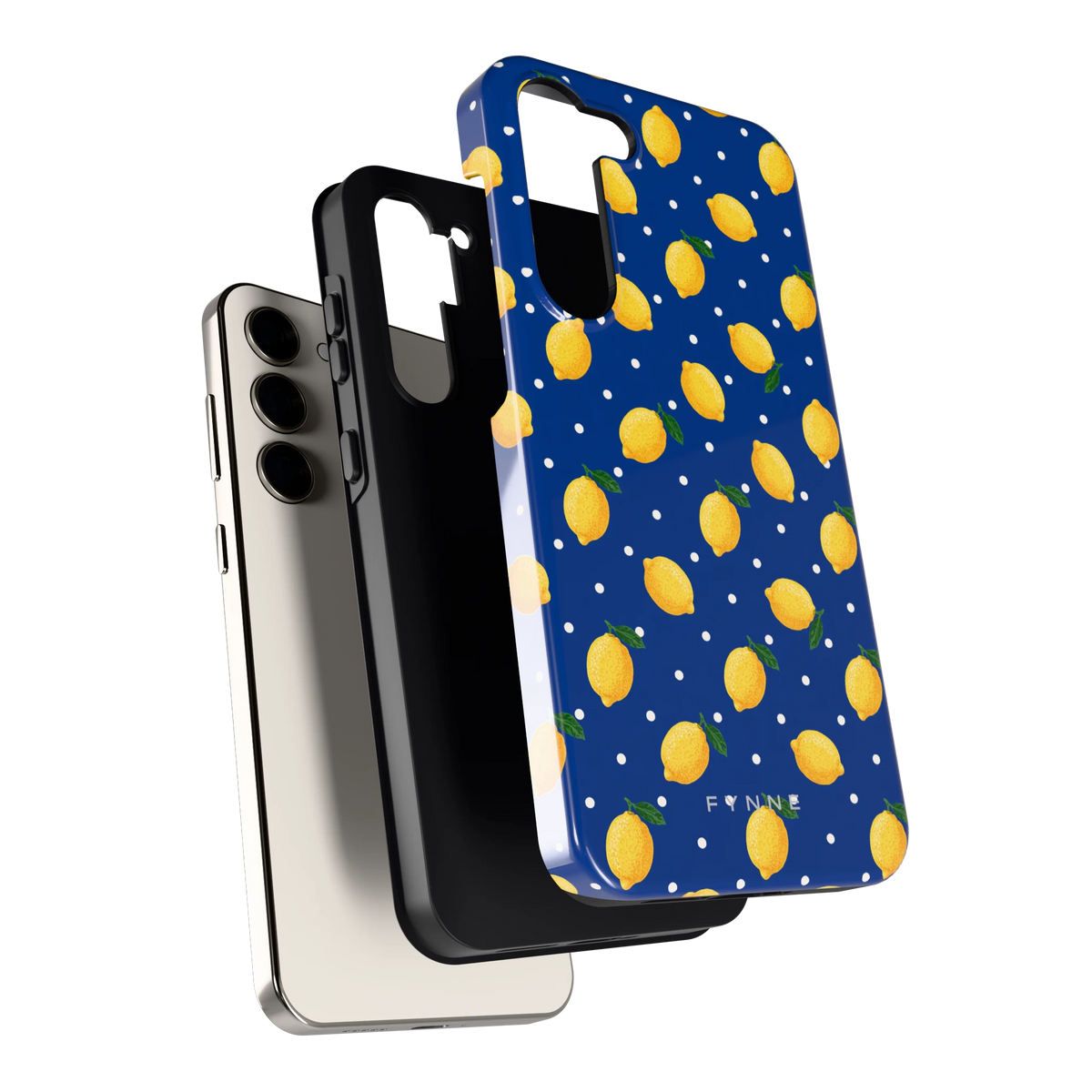 Citroenen op marineblauw hoesje voor Galaxy S23+, los van de telefoon