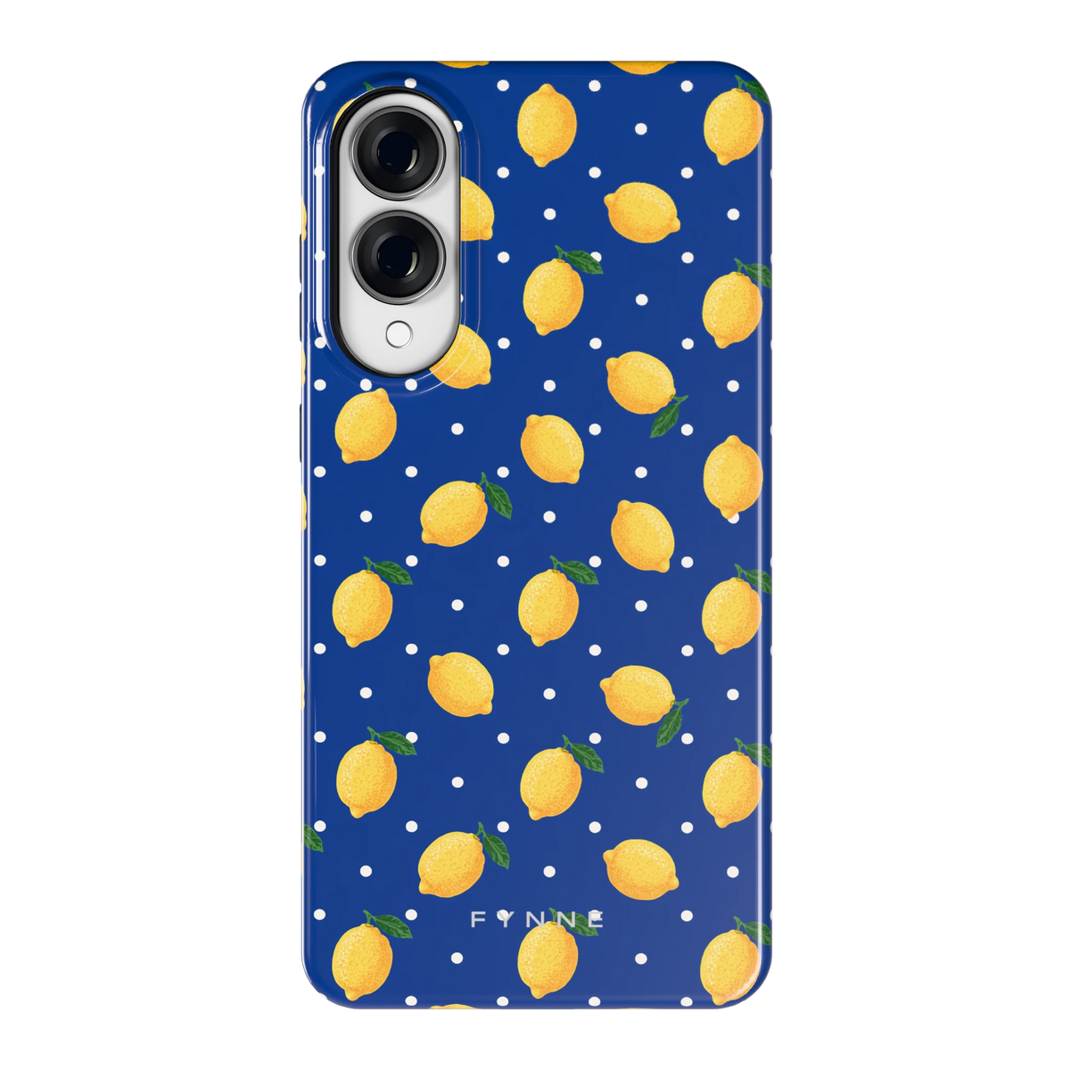 Citroenen op marineblauw hoesje voor Galaxy S25 Edge, achterkant