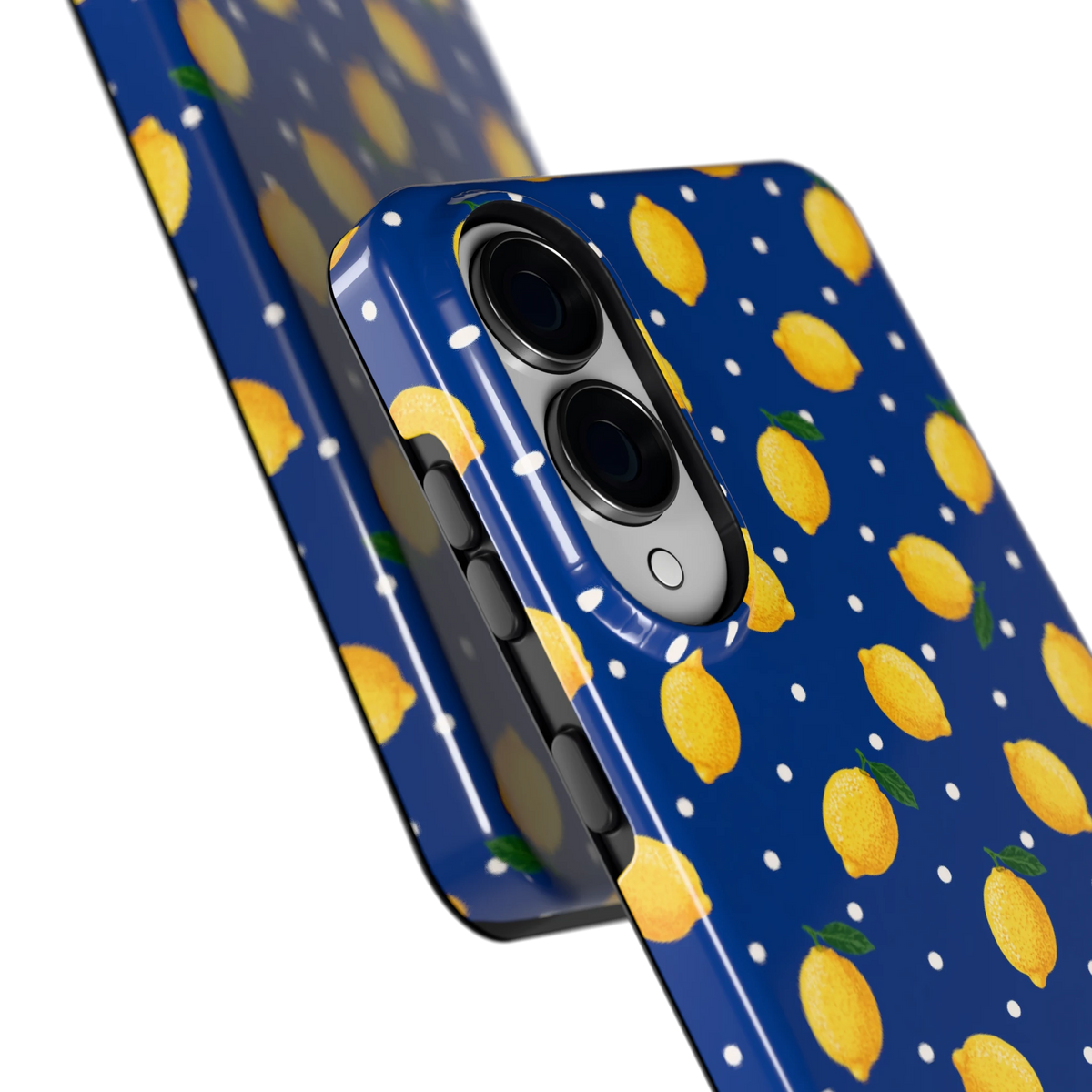 Citroenen op marineblauw hoesje voor Galaxy S25 Edge, close-up
