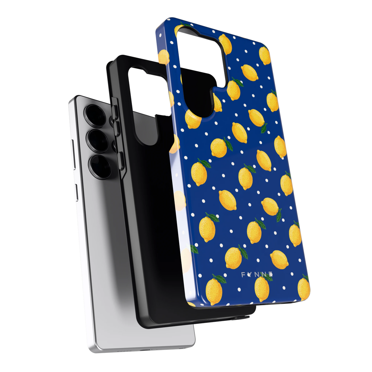 Citroenen op marineblauw hoesje voor Galaxy S25 Ultra, los van de telefoon