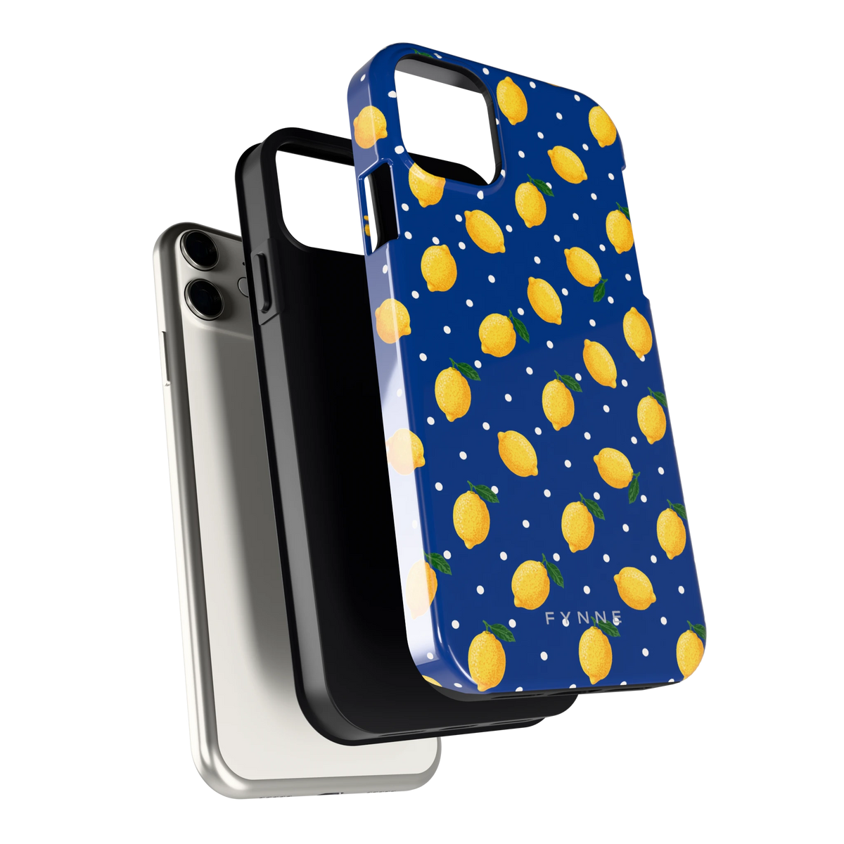 Citroenen op marineblauw hoesje voor iPhone 11, los van de telefoon