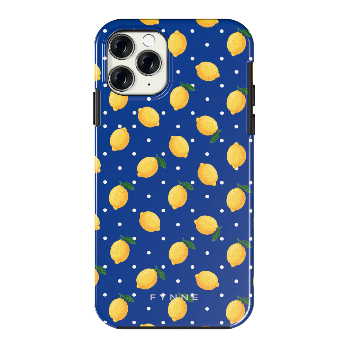 Citroenen op marineblauw hoesje voor iPhone 11 Pro, achterkant
