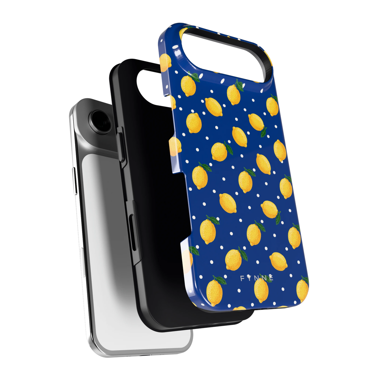 Citroenen op marineblauw hoesje voor iPhone Air, los van de telefoon