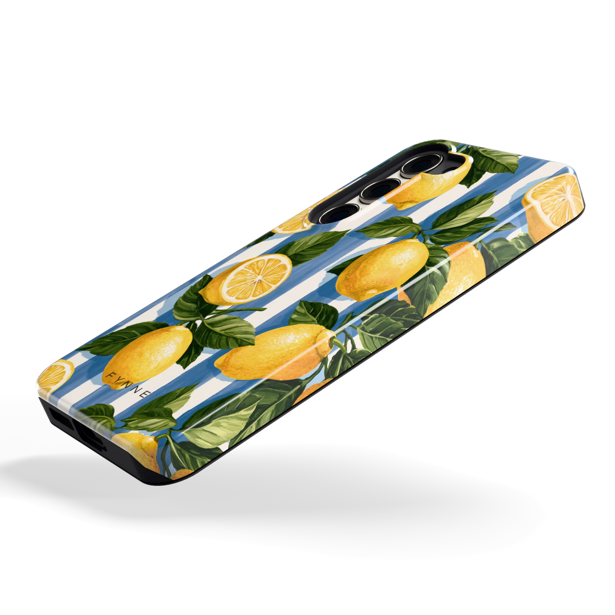 Citroenen op Strepen hoesje voor Galaxy S23, schuin