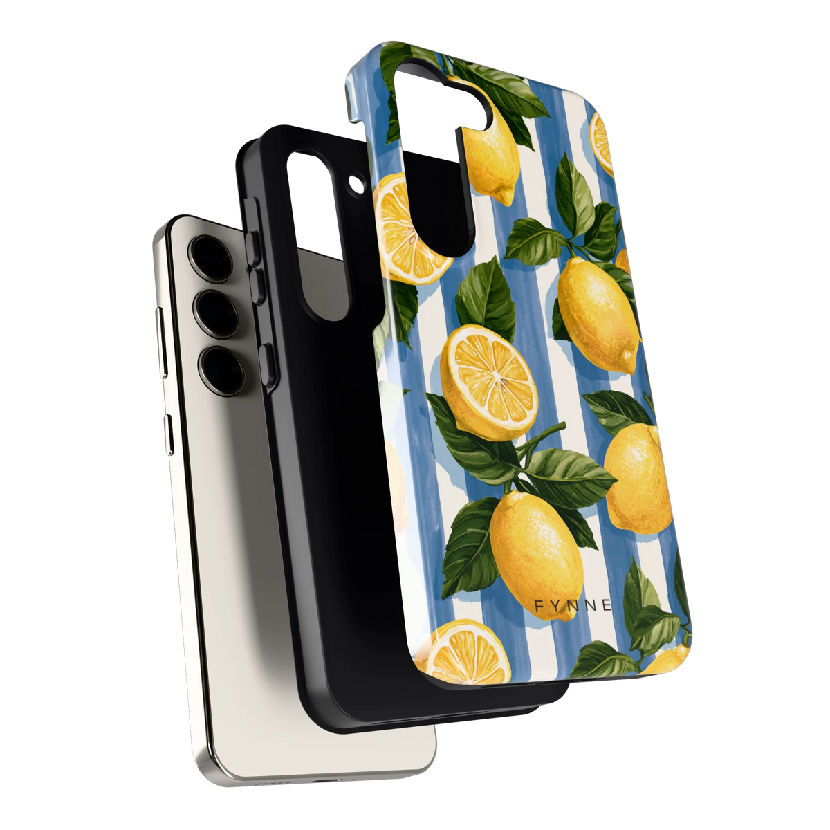 Citroenen op Strepen hoesje voor Galaxy S23, los van de telefoon