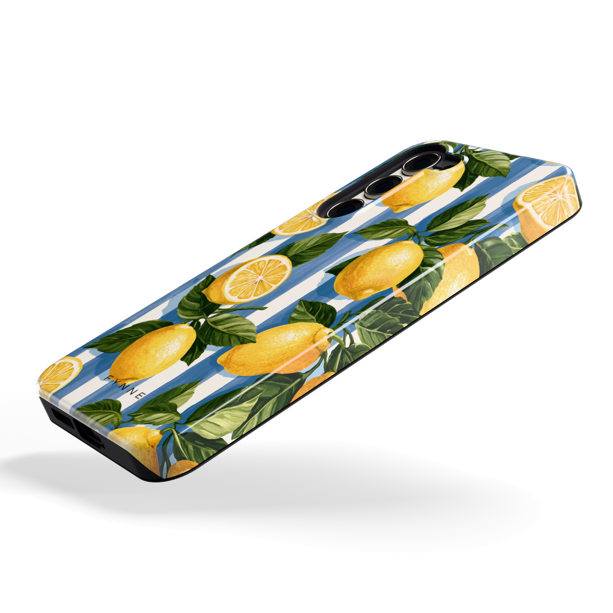 Citroenen op Strepen hoesje voor Galaxy S23+, schuin