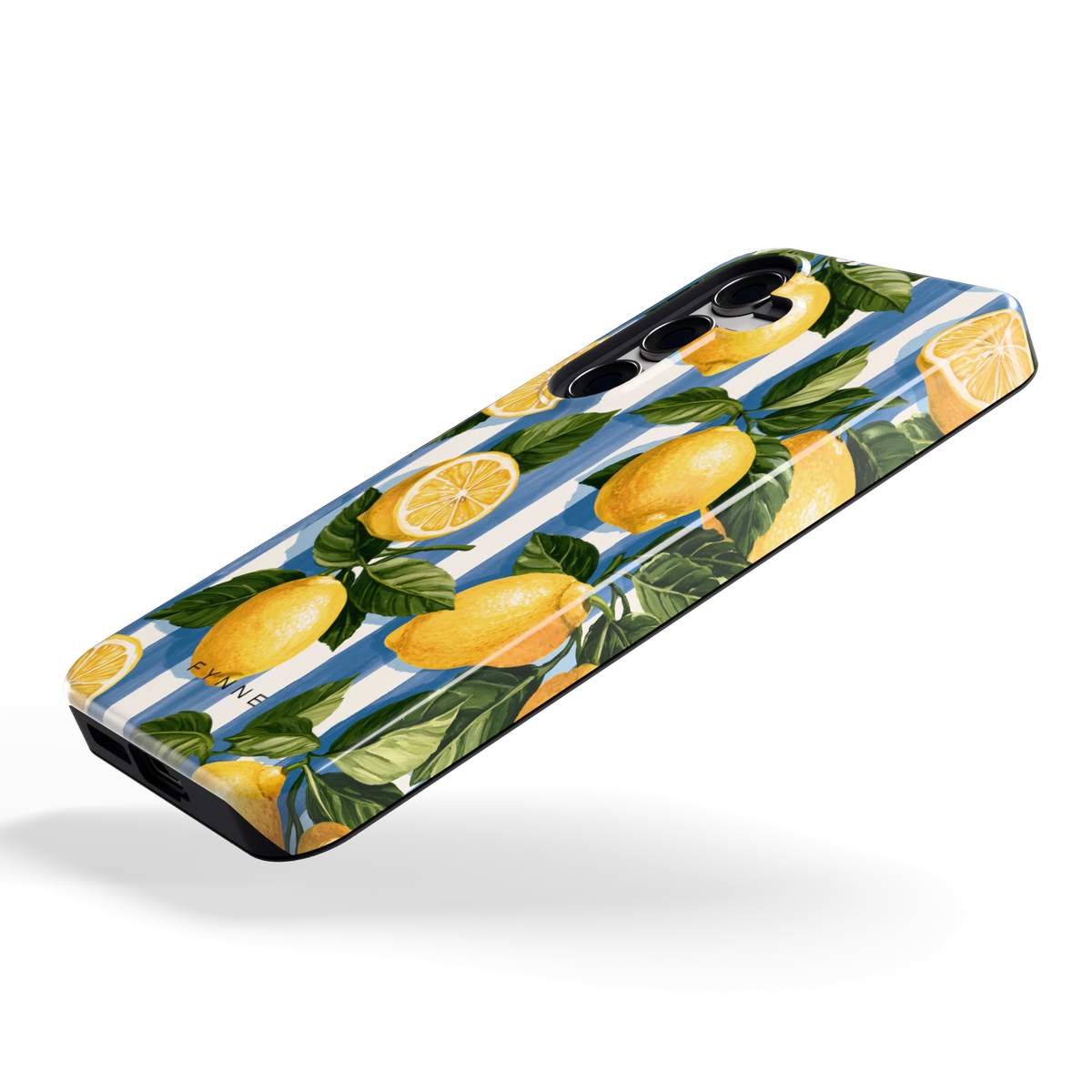 Citroenen op Strepen hoesje voor Galaxy S24, schuin