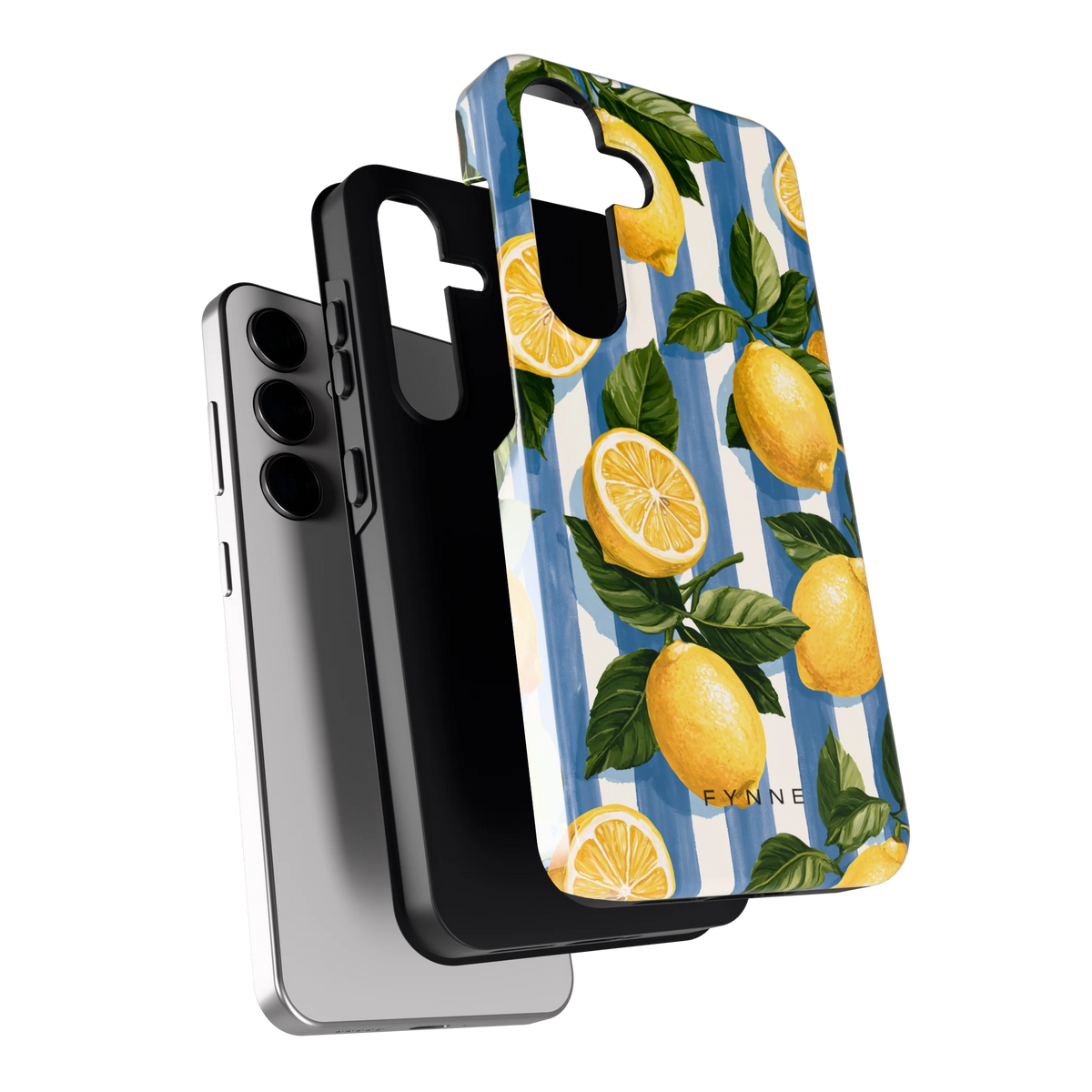 Citroenen op Strepen hoesje voor Galaxy S24, los van de telefoon