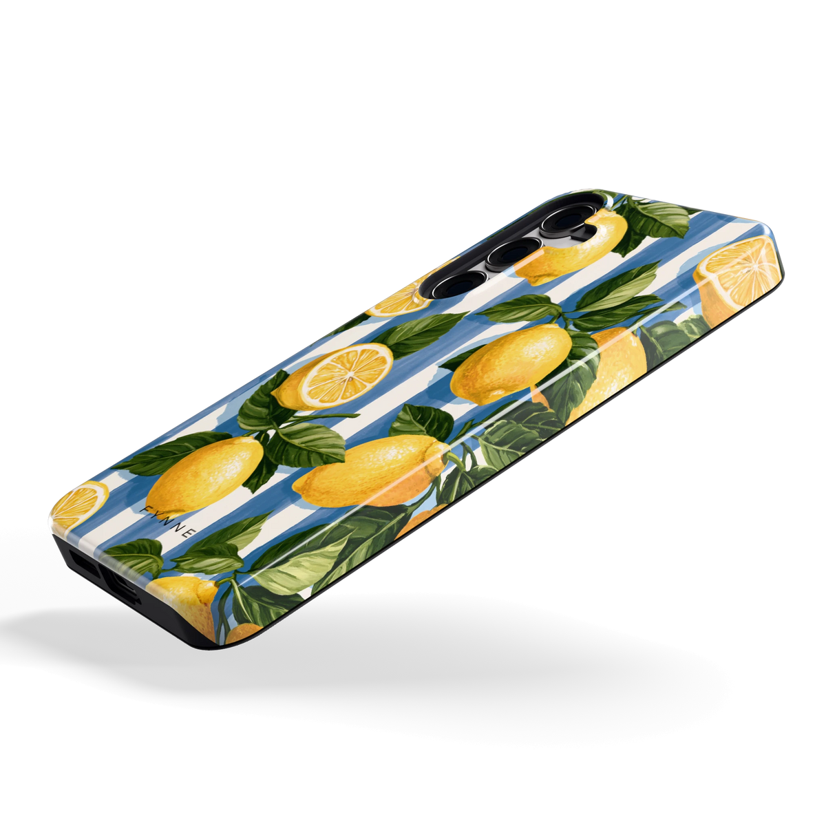 Citroenen op Strepen hoesje voor Galaxy S24+, schuin
