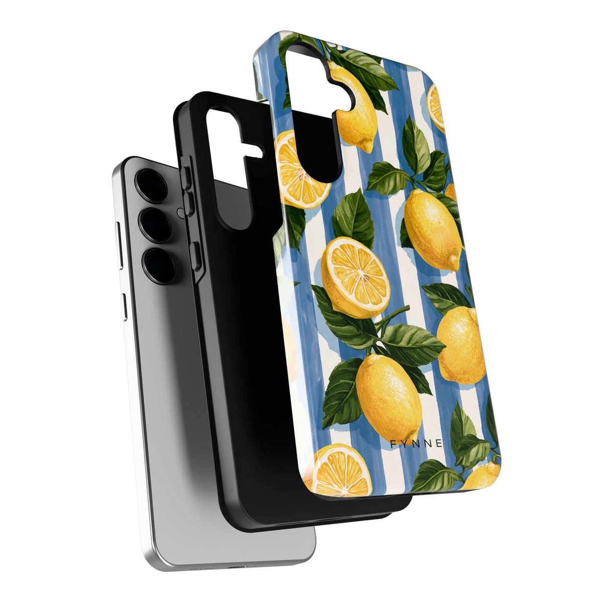 Citroenen op Strepen hoesje voor Galaxy S24+, los van de telefoon
