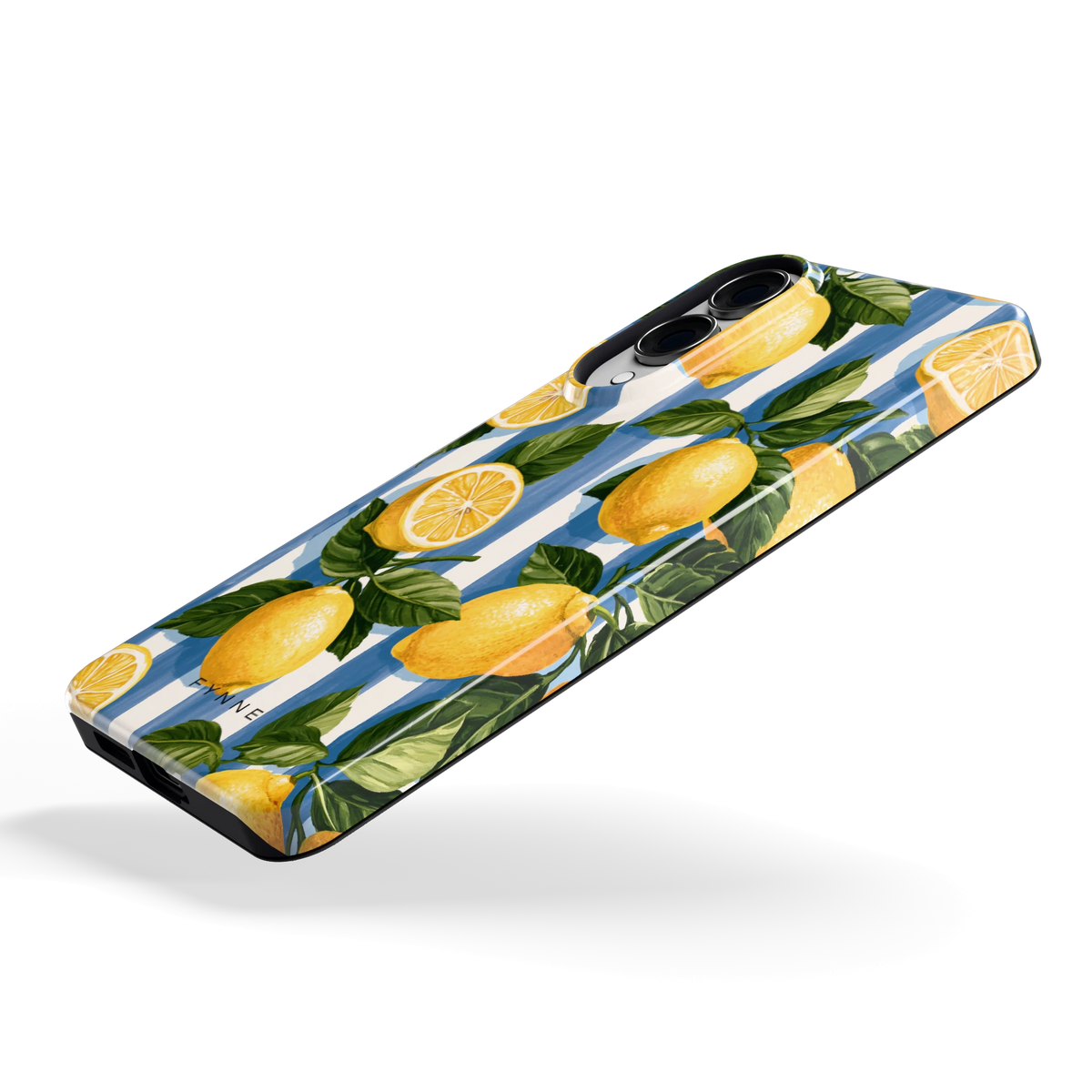 Citroenen op Strepen hoesje voor Galaxy S25 Edge, schuin