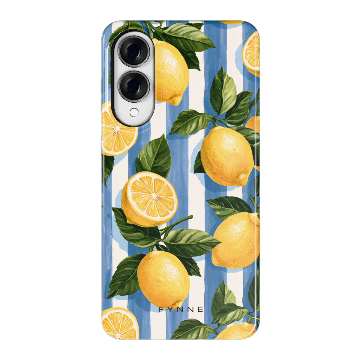 Citroenen op Strepen hoesje voor Galaxy S25 Edge, achterkant