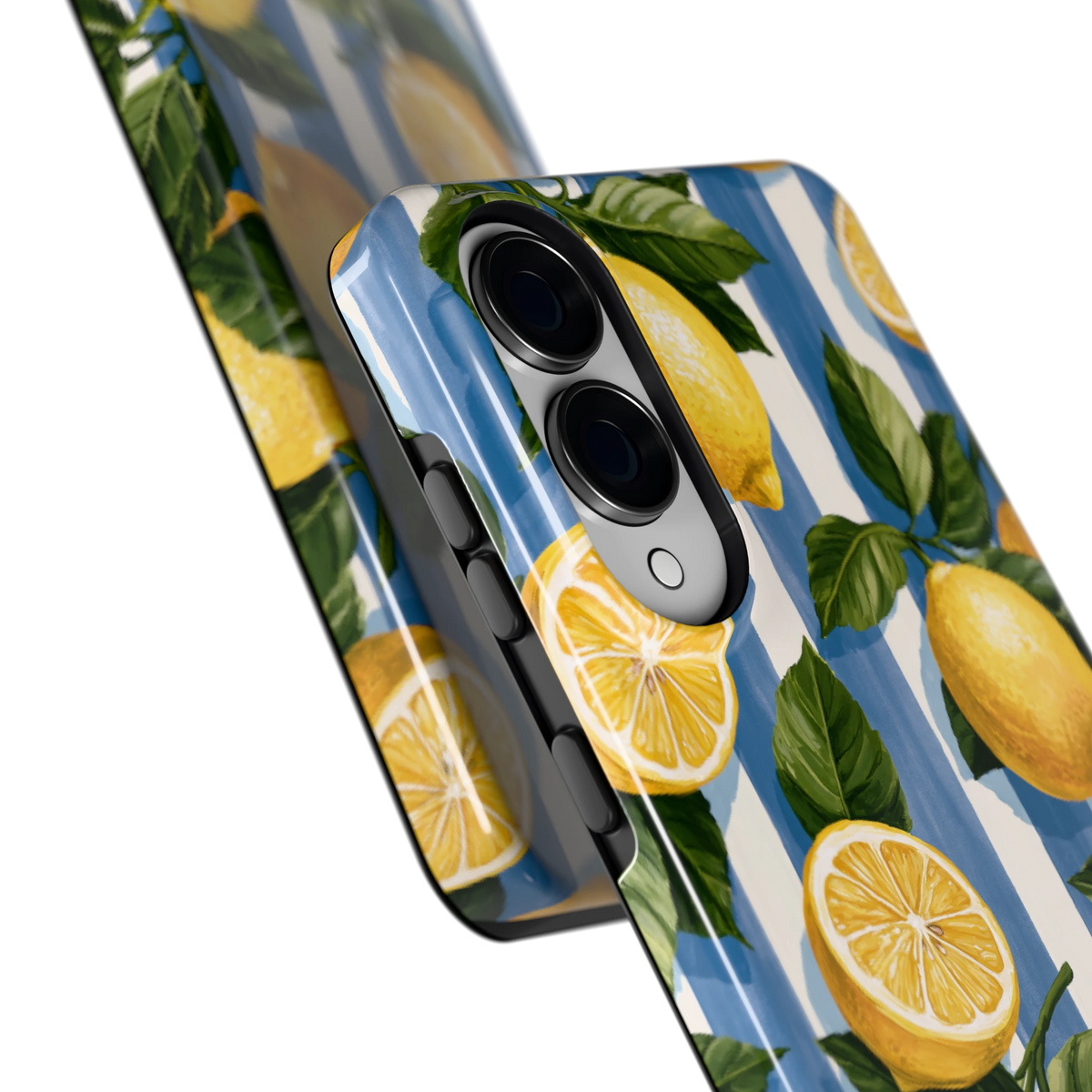 Citroenen op Strepen hoesje voor Galaxy S25 Edge, close-up
