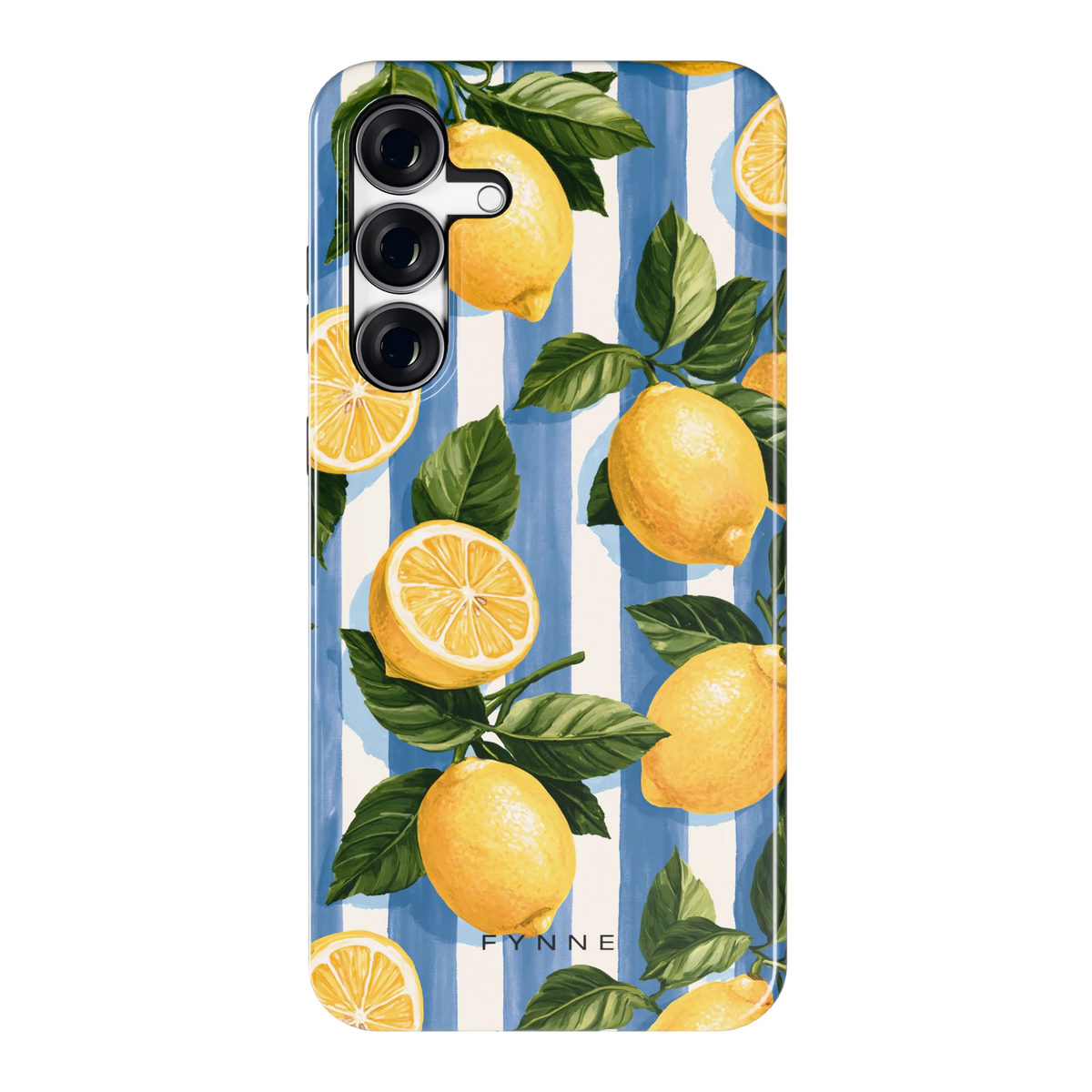 Citroenen op Strepen hoesje voor Galaxy S25 FE, achterkant