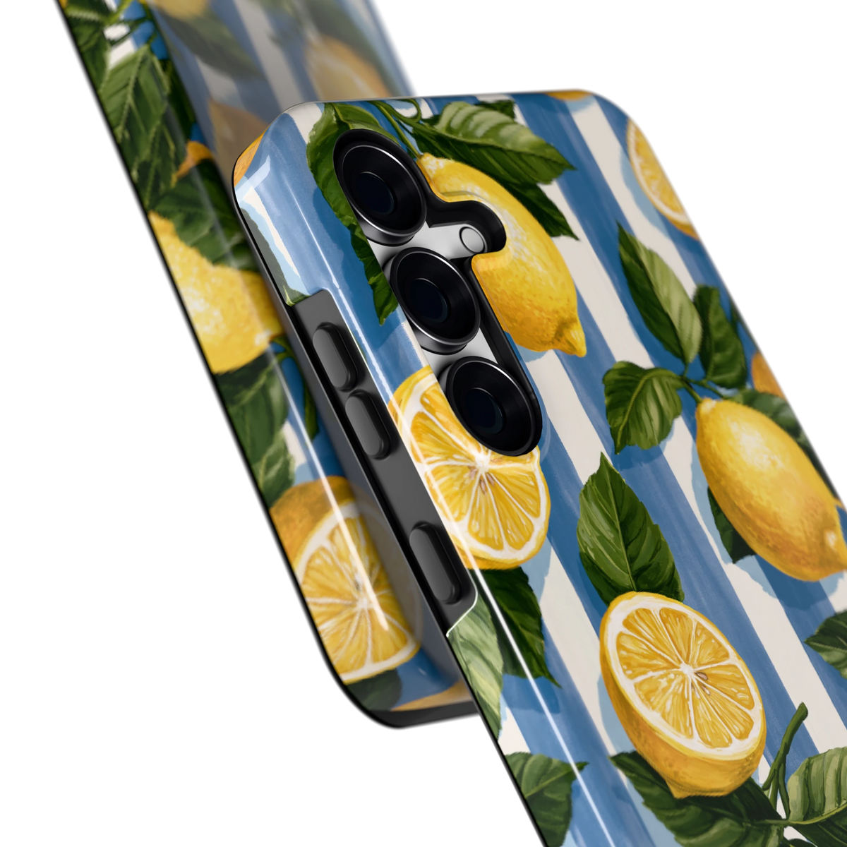 Citroenen op Strepen hoesje voor Galaxy S25 FE, close-up
