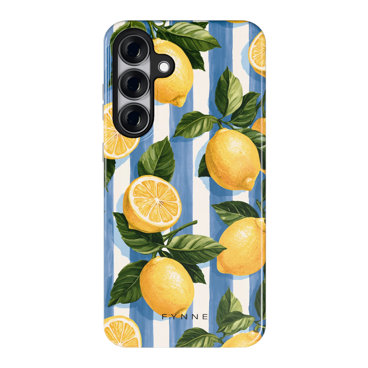 Citroenen op Strepen hoesje voor Galaxy S25+, achterkant