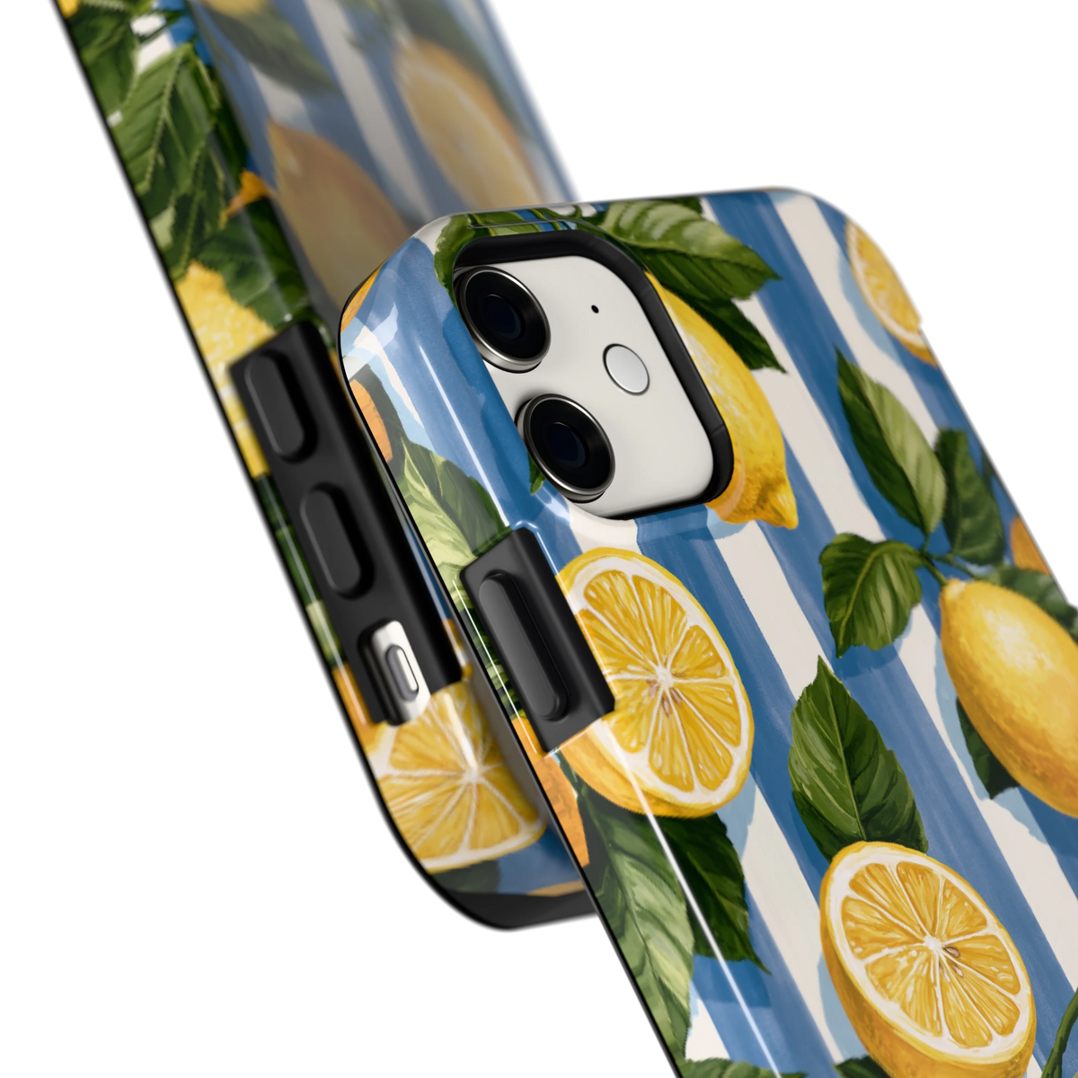 Citroenen op Strepen hoesje voor iPhone 11, close-up