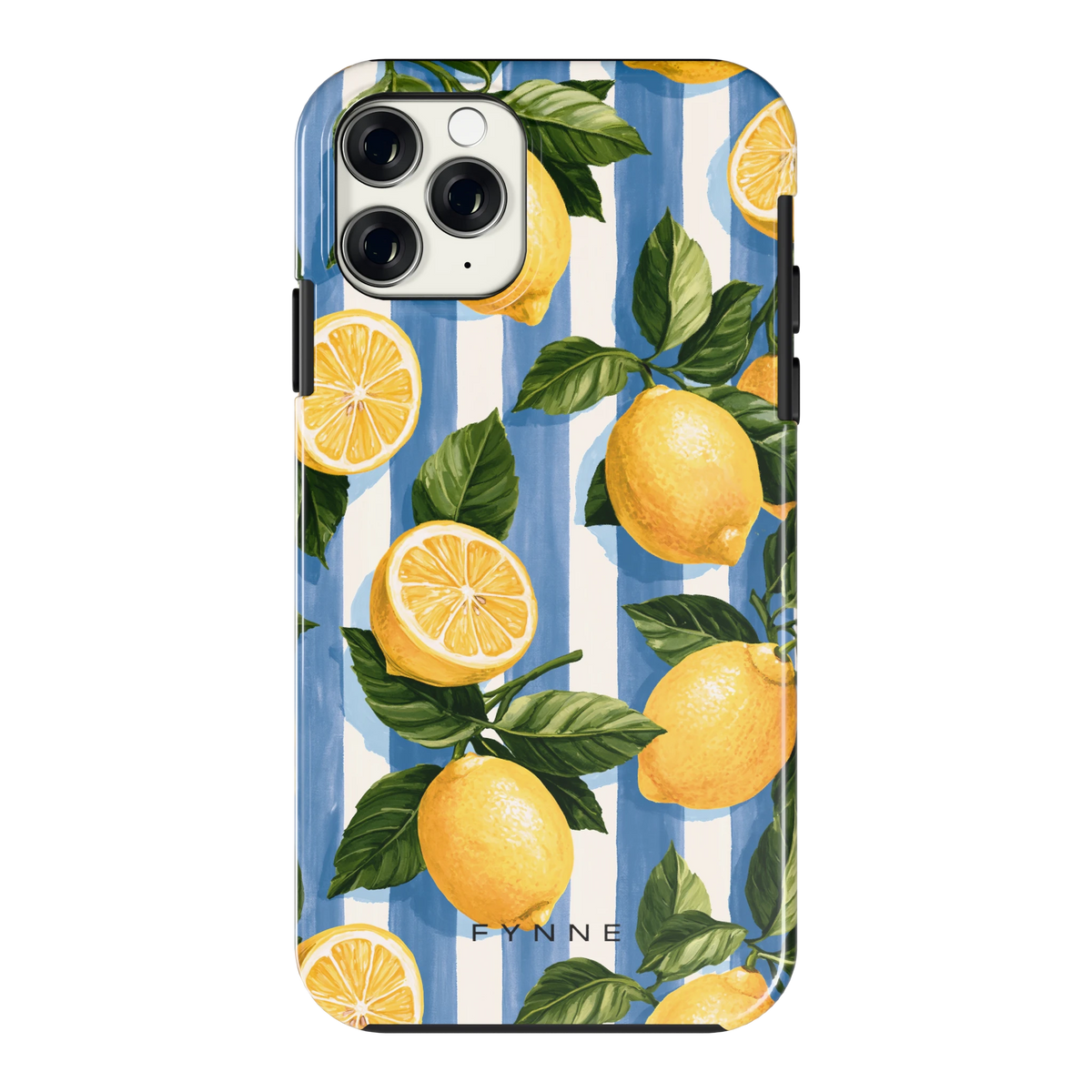 Citroenen op Strepen hoesje voor iPhone 11 Pro, achterkant