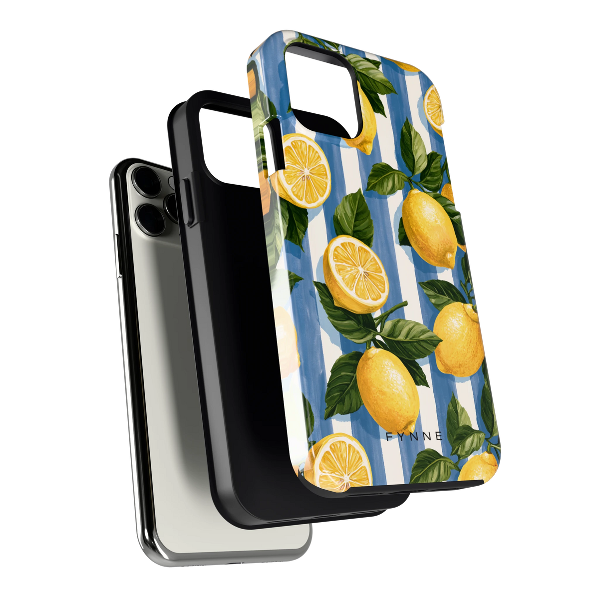 Citroenen op Strepen hoesje voor iPhone 11 Pro, los van de telefoon
