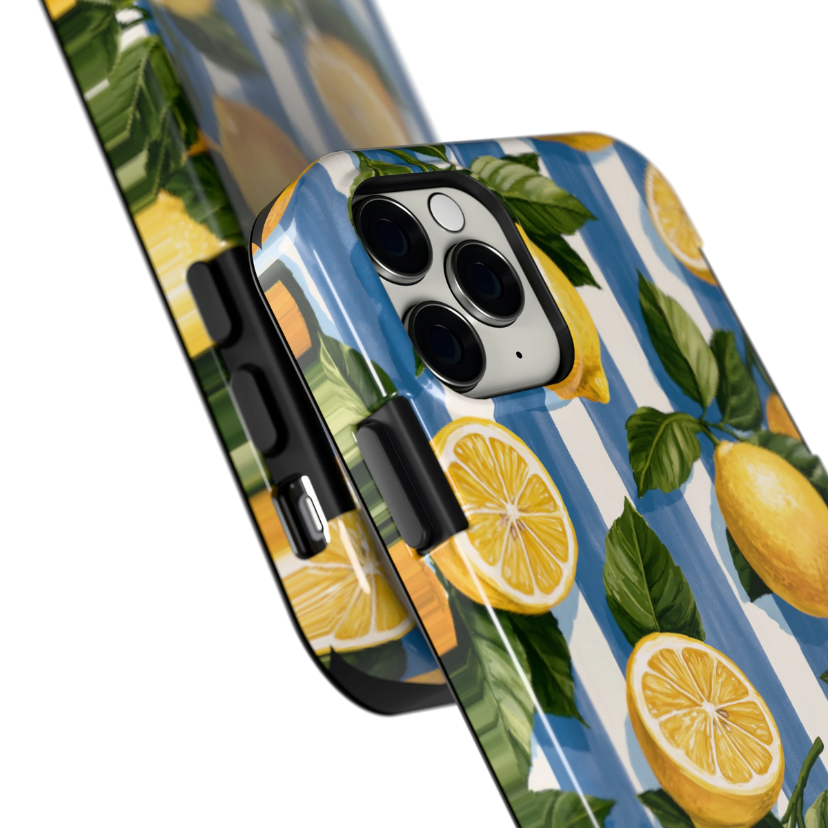 Citroenen op Strepen hoesje voor iPhone 11 Pro, close-up