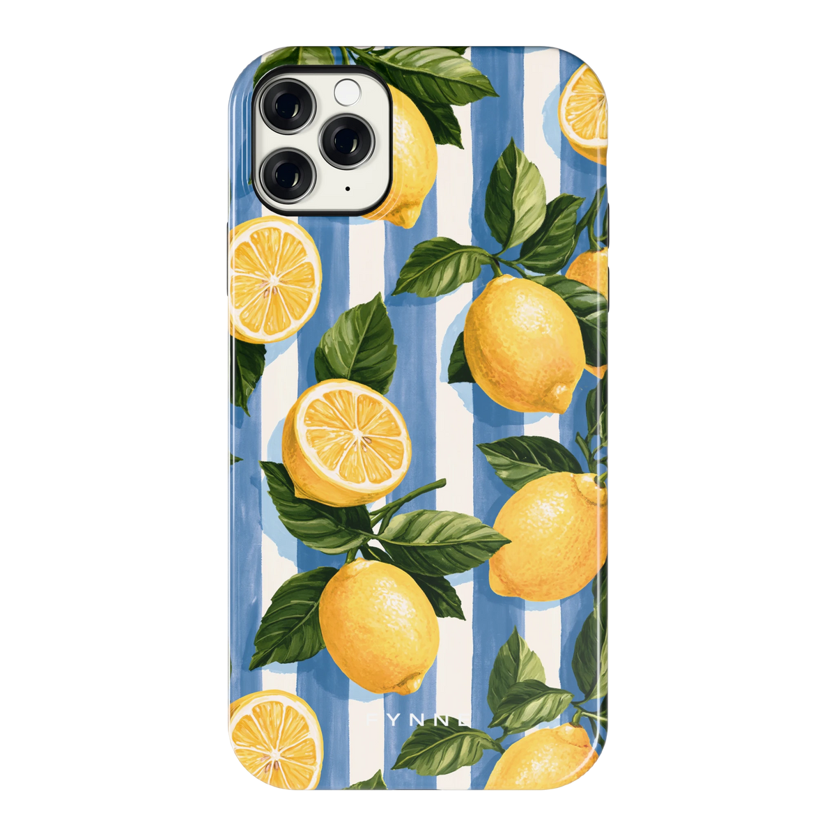 Citroenen op Strepen hoesje voor iPhone 11 Pro Max, achterkant