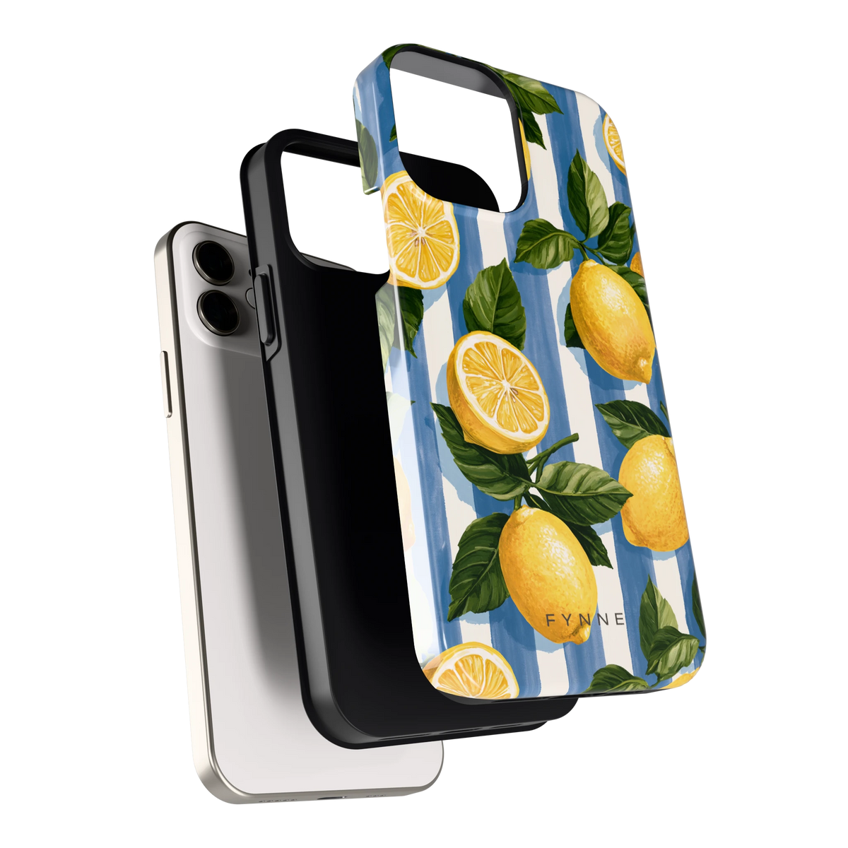 Citroenen op Strepen hoesje voor iPhone 12, los van de telefoon