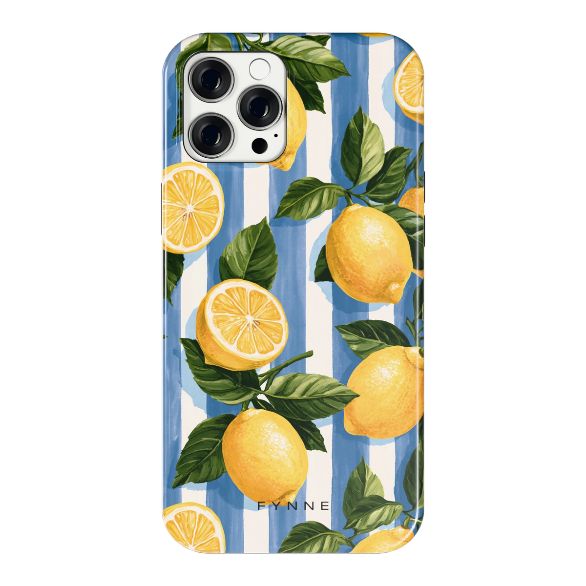 Citroenen op Strepen hoesje voor iPhone 12 Pro Max, achterkant